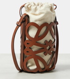 Loewe Anagram leather and canvas pouch with strap