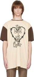 The World Is Your Oyster Beige & Brown Thorny Heart T-Shirt