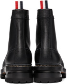 Thom Browne Black Longwing Hiking Sole Stripe Lace-Up Boots