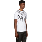 Neil Barrett White Multi Lightning Bolt Logo T-Shirt