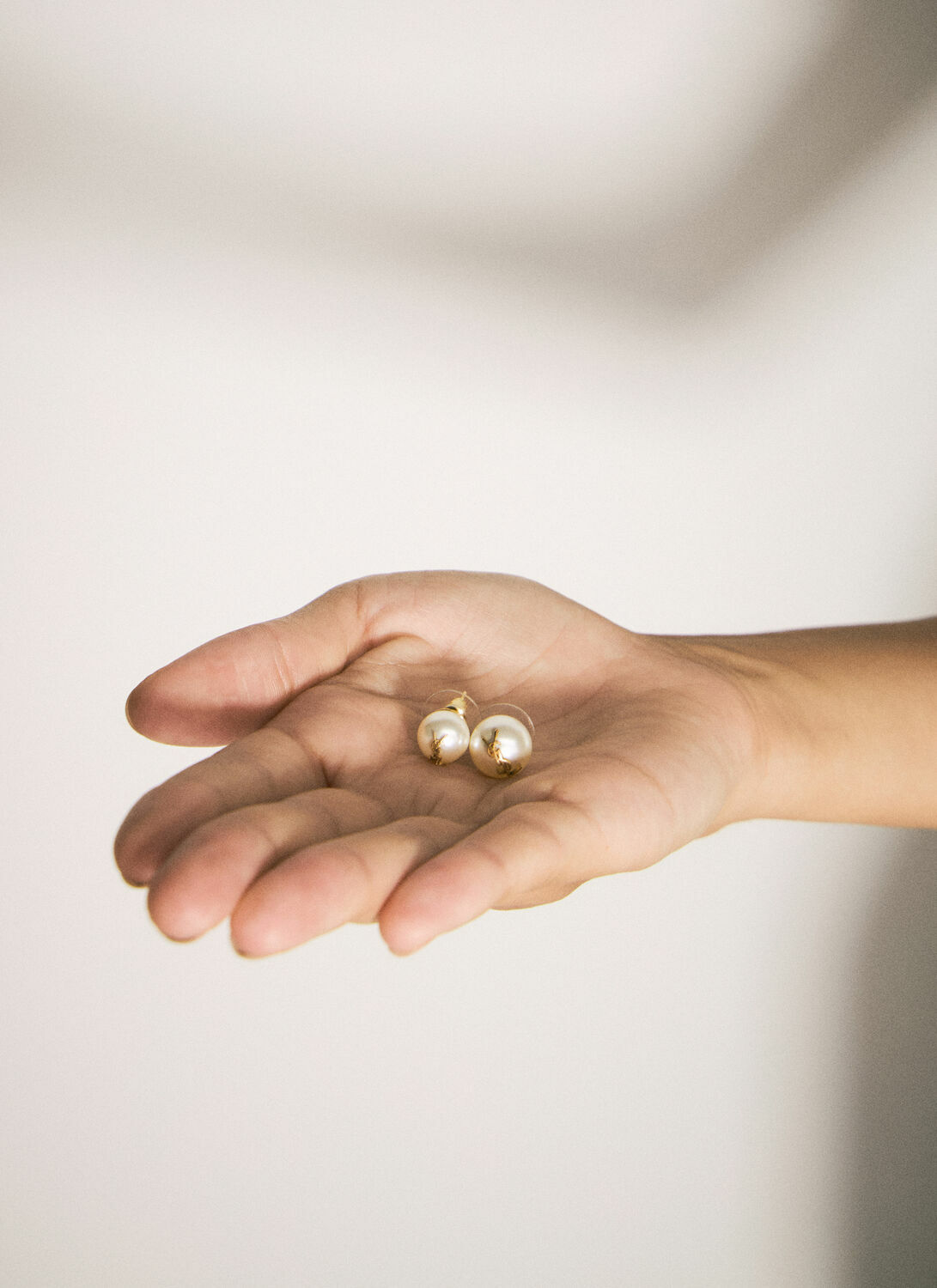 Saint Laurent Monogram Faux Pearl Earrings