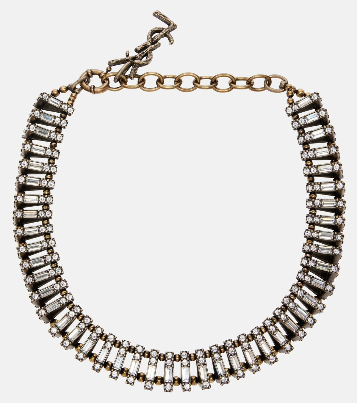 Saint Laurent Pyramid crystal-embellished chain necklace