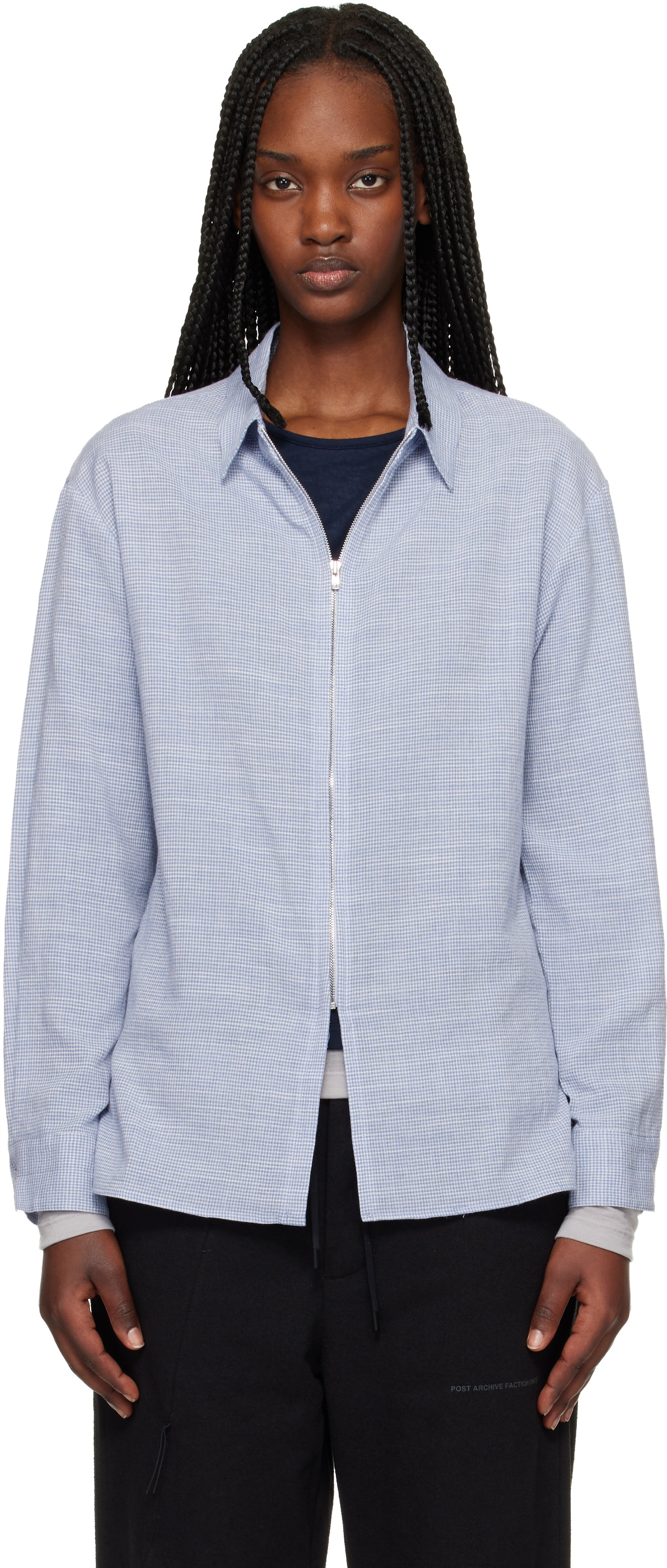 POST ARCHIVE FACTION (PAF) Blue Zip Shirt