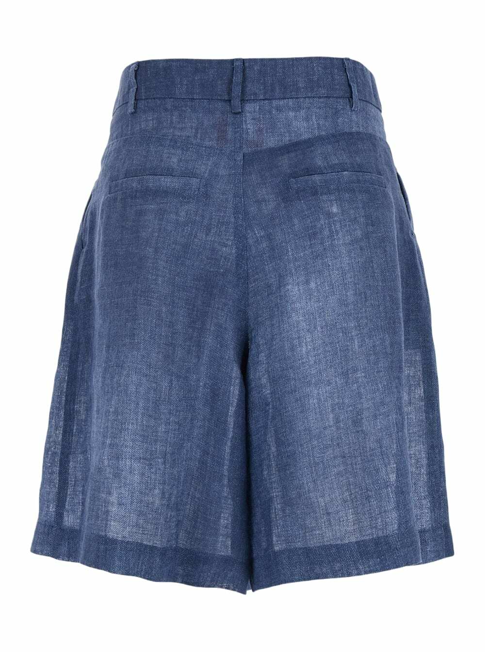 Merci Blue Shorts With Belt Loops And Lightweight Design In Linen Woman