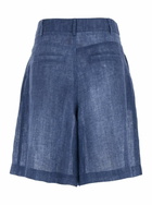 Merci Blue Shorts With Belt Loops And Lightweight Design In Linen Woman
