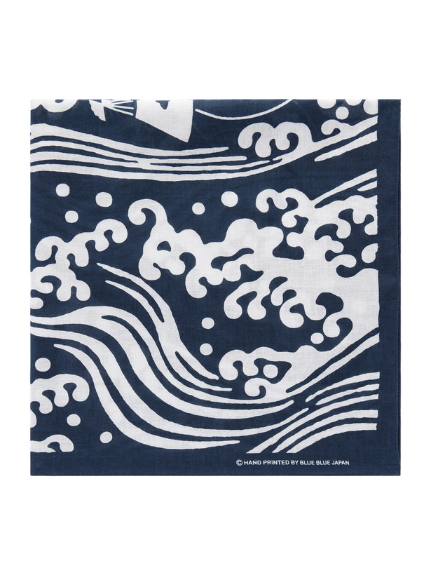 Photo: Blue Blue Japan - Printed Cotton Scarf - Blue