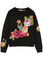 Alice + Olivia Belva Floral-jacquard Stretch-wool Jumper Black