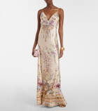Camilla Embellished floral silk slip dress