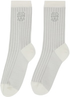 Brunello Cucinelli Grey Striped Socks
