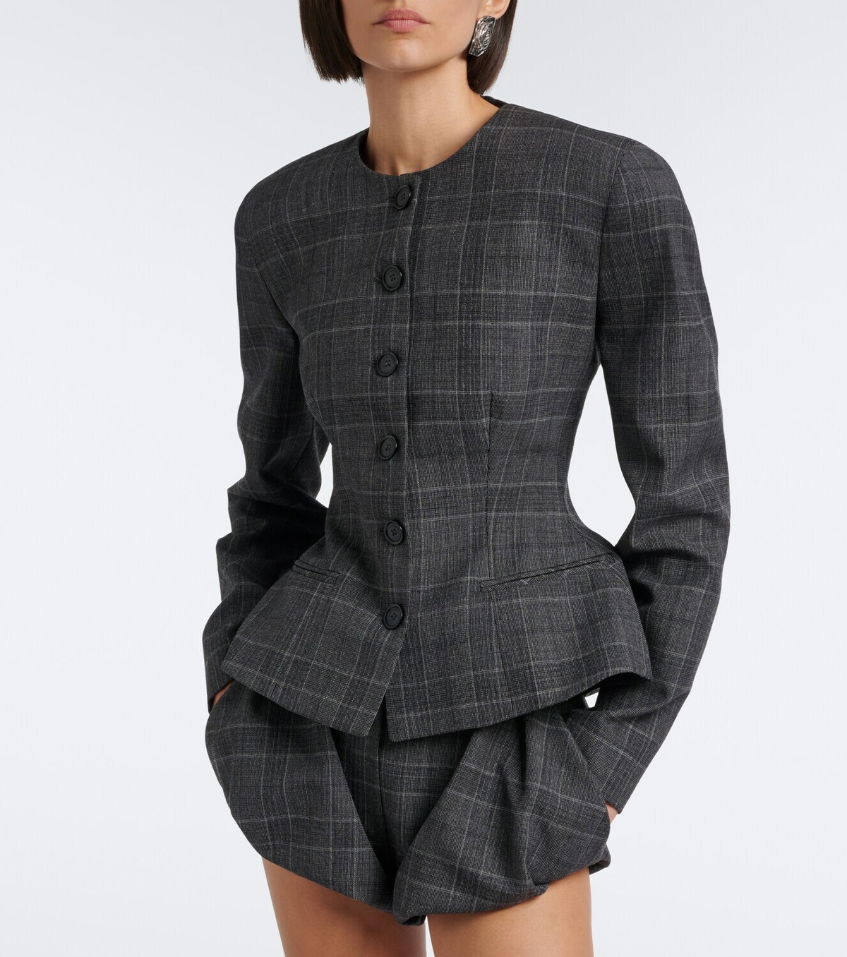 Magda Butrym Checked peplum virgin wool blazer