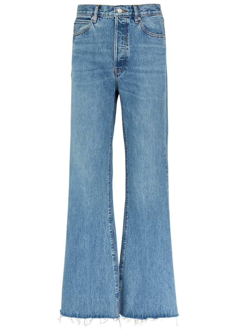 Frame The Lax Distressed Flared-leg Jeans Blue