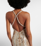 Elie Saab Sequined silk-blend gown