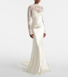 Danielle Frankel Bridal Esme lace-trimmed silk and wool gown