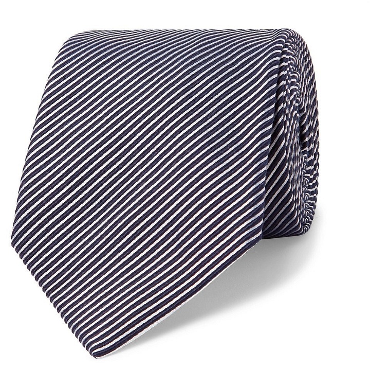 Photo: Giorgio Armani - 8cm Striped Cotton and Silk-Blend Tie - Men - Blue