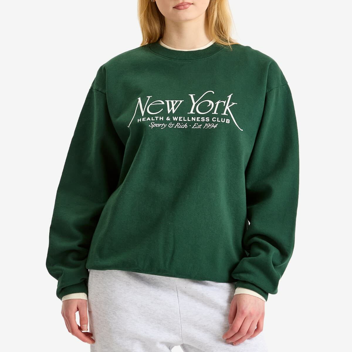 Sporty & Rich Women's NY94 Crew Sweatshirt in Forest