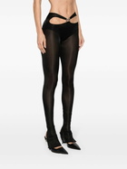 Mugler Black Cut-Out Sheer Leggings
