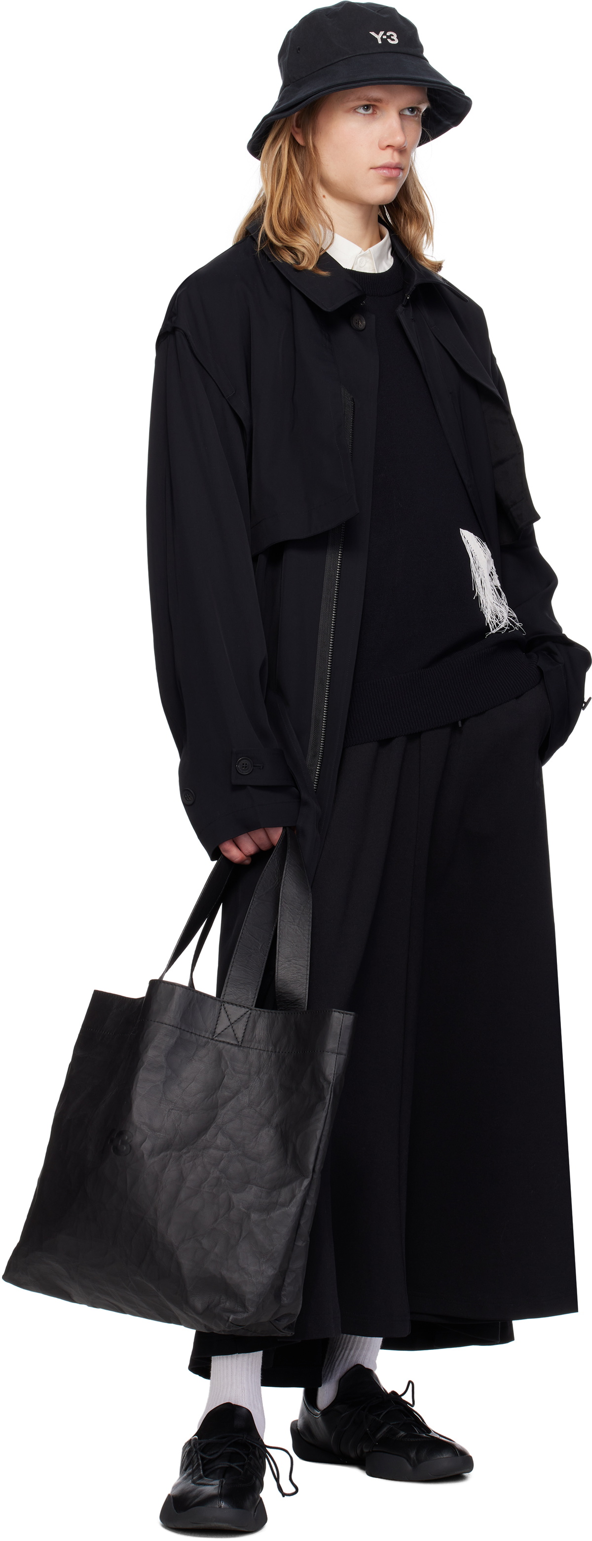 Y-3 Black Twill Coat
