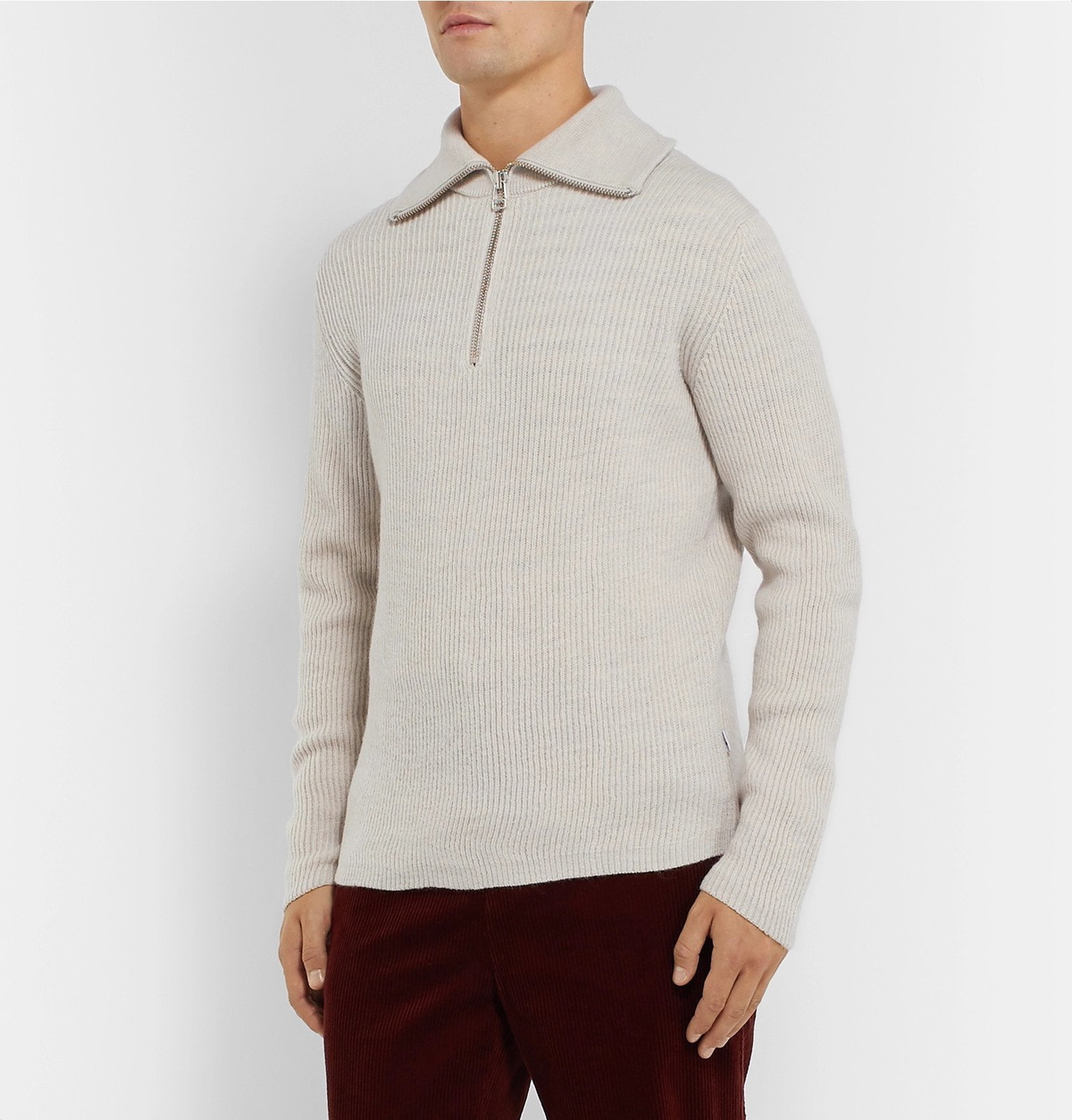 NN07 - Holger Ribbed Wool Half-Zip Sweater - Neutrals NN07