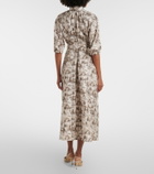 Max Mara Printed tie-neck silk twill midi dress