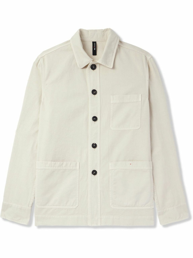 Photo: Kiton - Logo-Embroidered Cotton-Twill Overshirt - Neutrals