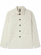 Kiton - Logo-Embroidered Cotton-Twill Overshirt - Neutrals