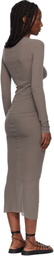Rick Owens Gray Temple Rib LS Midi Dress