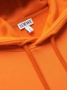 Loewe - Leather-Trimmed Cotton-Jersey Hoodie - Orange