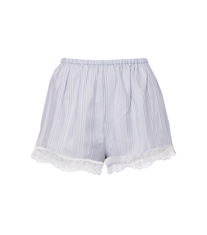 Photo: Frame Stripe Lace silk shorts