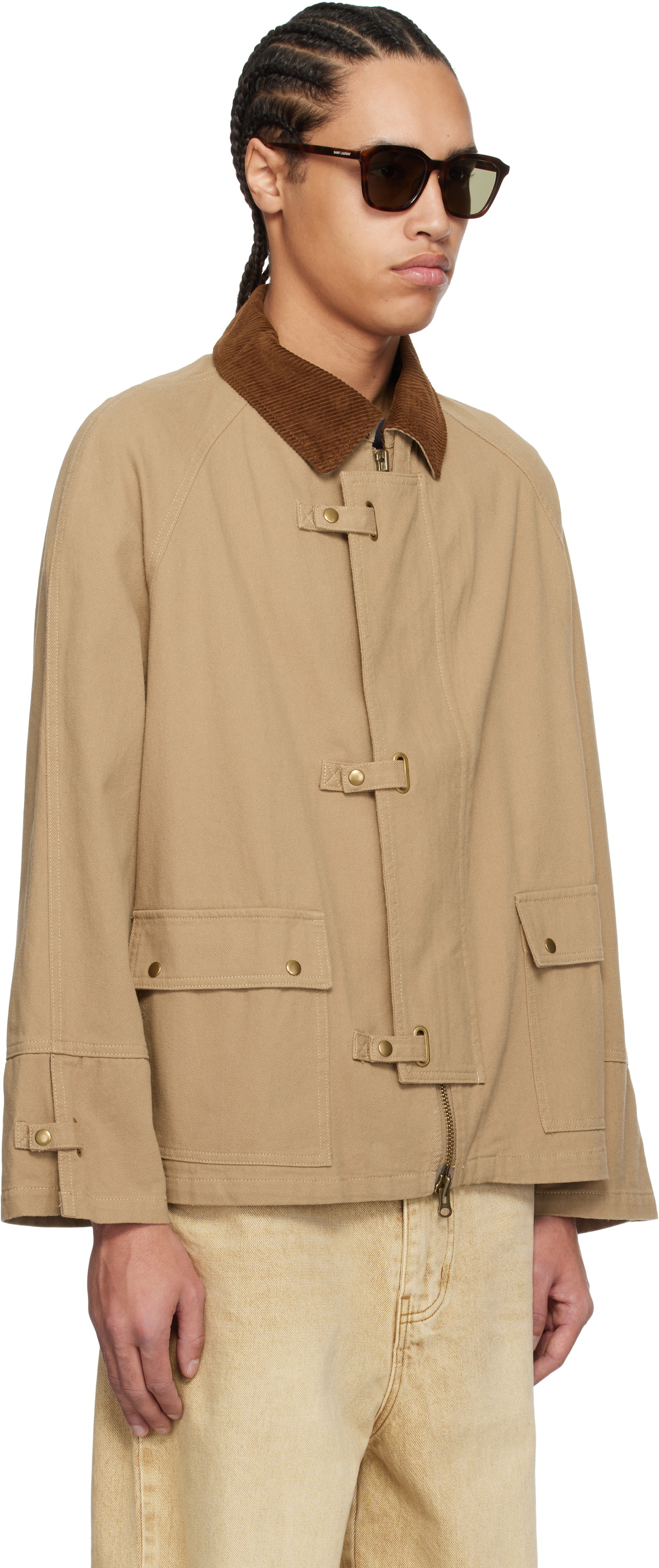 CARTER YOUNG ベージュ デニムジャケット Carter Young SSENSE Exclusive Khaki Newman Buckle Jacket Carter Young