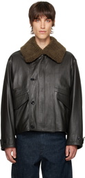 LEMAIRE Brown Quilted Leather Jacket