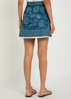 Alemais Lucky Printed Linen Mini Skirt Blue