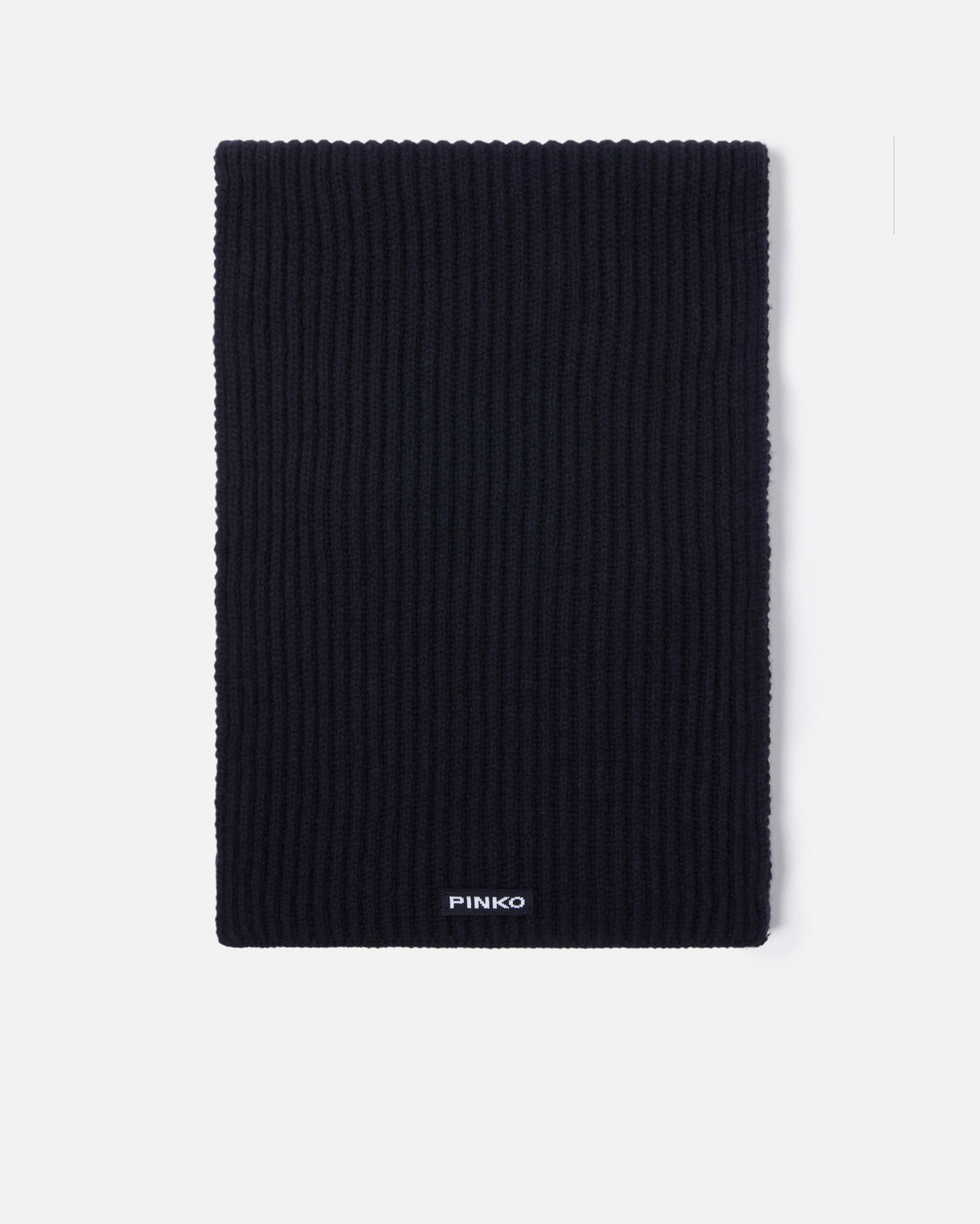 Pinko Ribbed Wool And Cashmere Scarf Dark Navy Blue