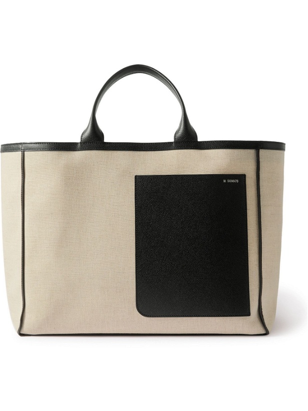 Photo: Valextra - Leather-Trimmed Canvas Tote Bag