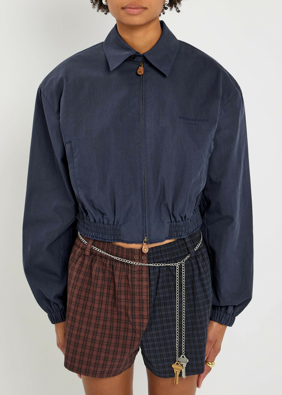 Alexander Wang Cotton-blend Cropped Jacket Navy