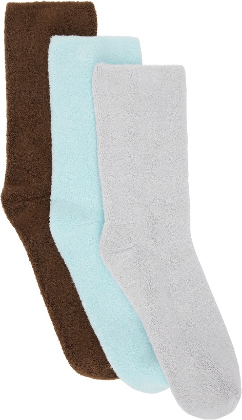 Photo: Baserange SSENSE Exclusive Three-Pack Multicolor Buckle Overankle Socks