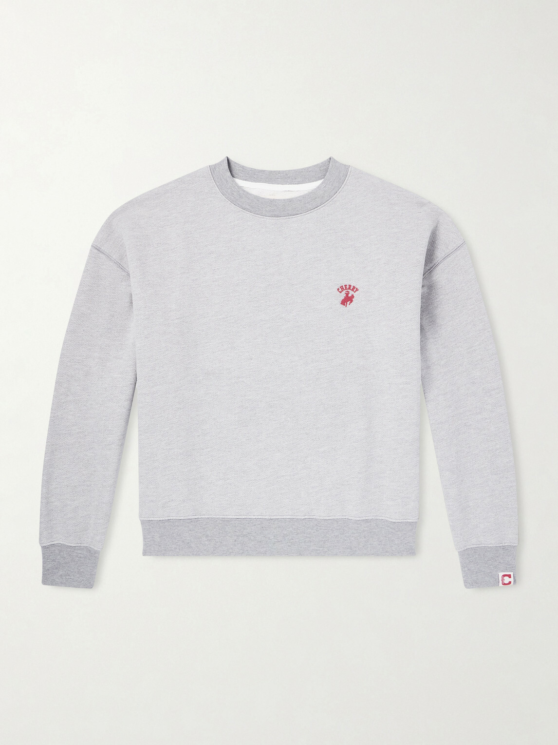 Cherry Los Angeles - Western Athletic Logo-Embroidered Cotton-Blend Jersey Sweatshirt - Gray