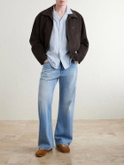 Corridor - Convertible-Collar Striped Cotton and Linen-Blend Shirt - Blue