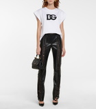 Dolce&Gabbana - Lace-up faux leather low-rise pants