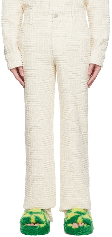 Photo: Bottega Veneta Off-White Intreccio Trousers