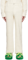 Bottega Veneta Off-White Intreccio Trousers