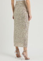 Never Fully Dressed Jaspre Sequin Midi Wrap Skirt Silver