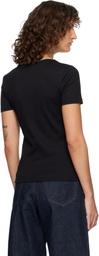 Burberry Black Check Trim Stretch Cotton T-shirt