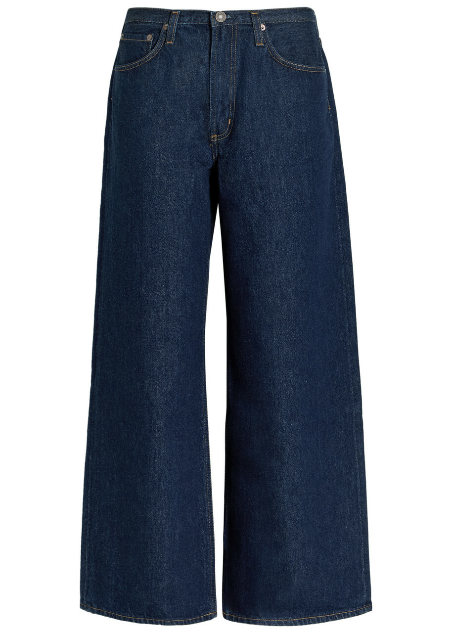 パンツ AGOLDE Harley Denim Pants Blue Black A90801206NVDDXT A908012 AGOLDE Harley denim and recycled leather-blend straight-leg
