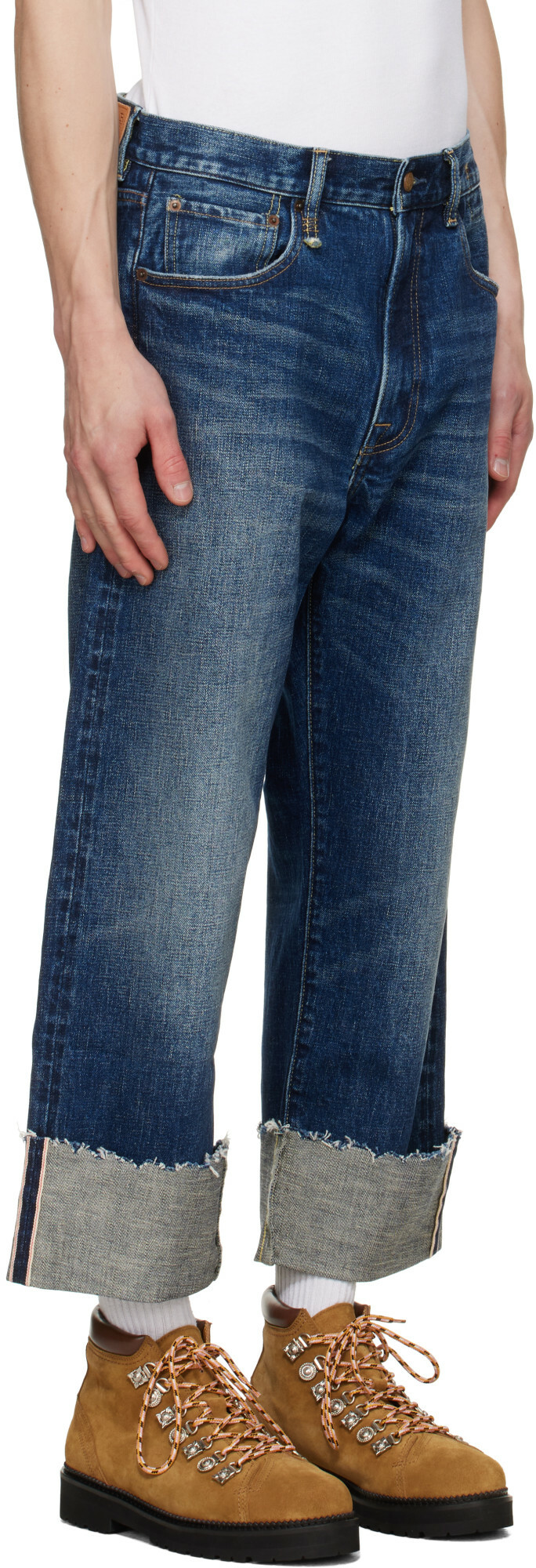 R13 Blue Cuffed X-Boyfriend Jeans