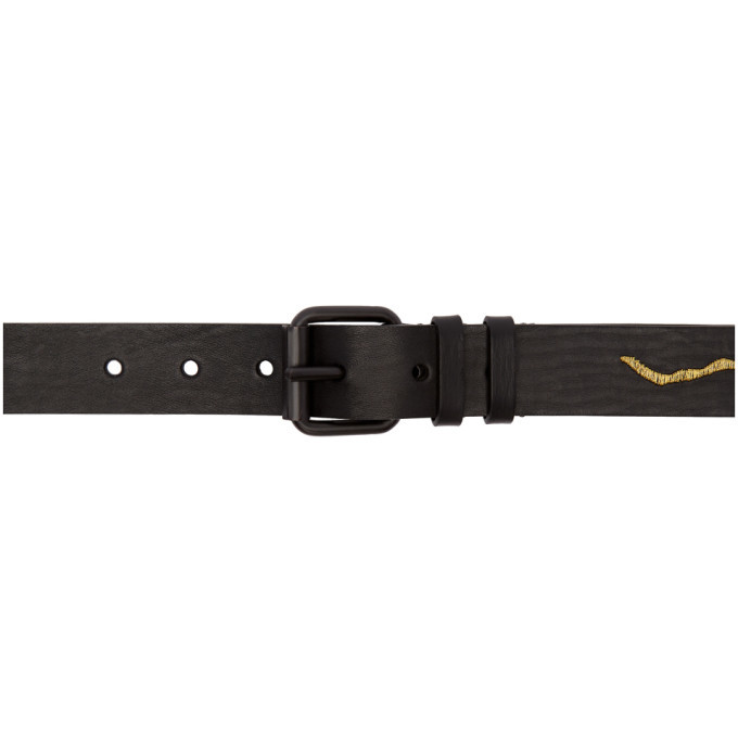 Haider Ackermann Black and Gold Medium Embroidered Belt Haider Ackermann Black and Gold Medium Embroidered Belt