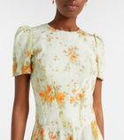 McQueen Floral asymmetric midi dress