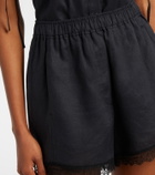 Ganni Lace-trimmed linen shorts