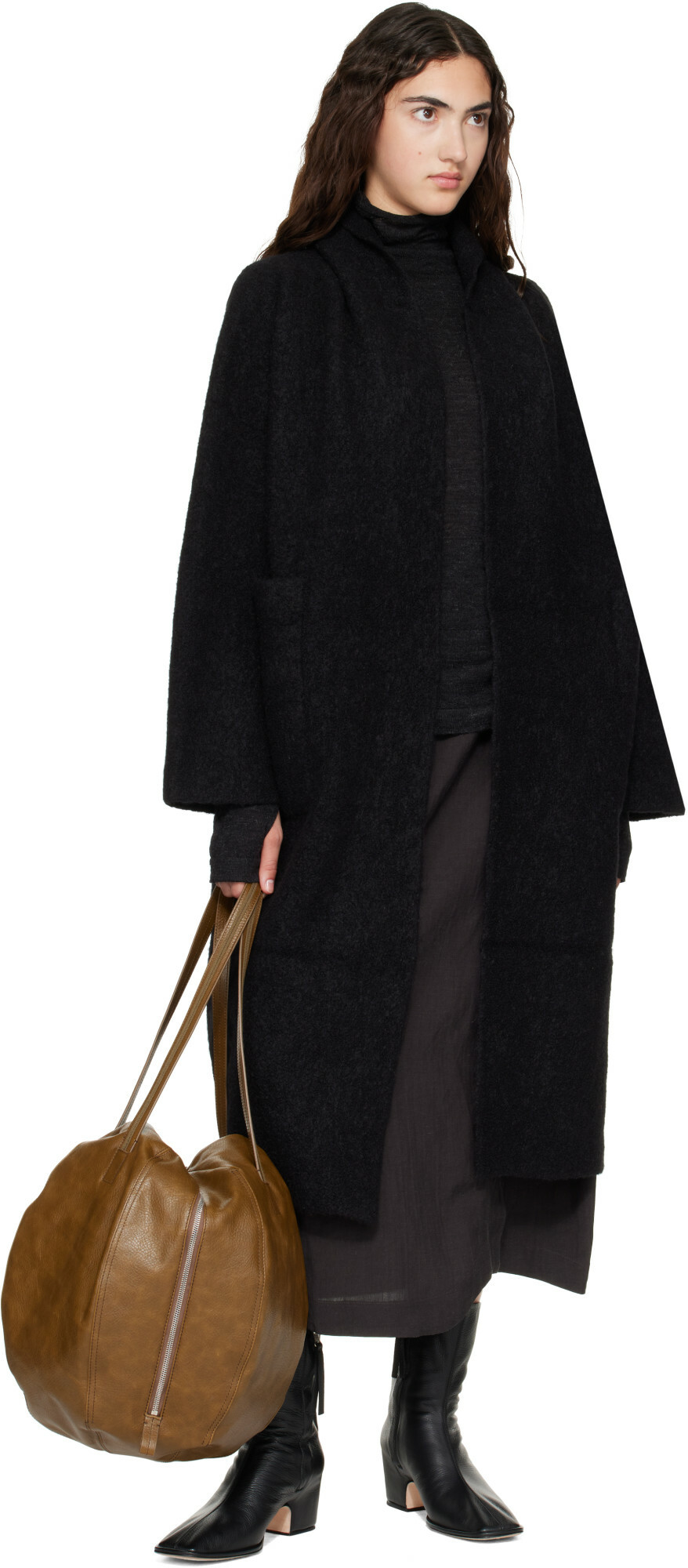 Lauren Manoogian Black Double Face Long Coat