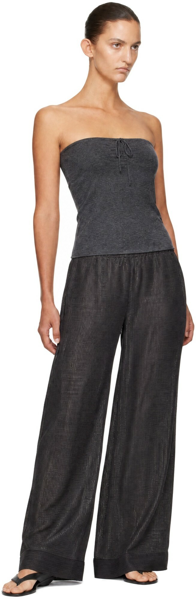 St. Agni Gray Woven Check Relaxed Trousers