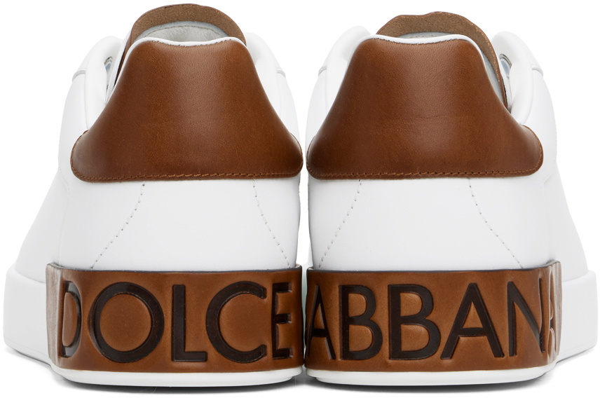 Dolce&Gabbana White & Brown Calfskin Portofino Sneakers